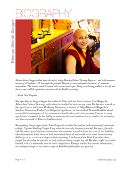 Biography of Khenpo Sherab Sangpo (PDF)