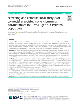 Screening and Computational Analysis of Colorectal Associated Non