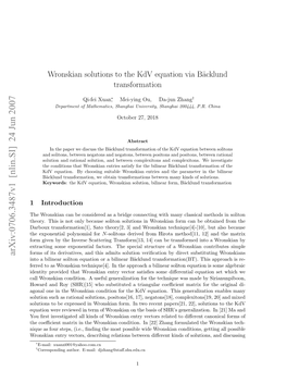 Wronskian Solutions to the Kdv Equation Via B\" Acklund