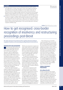 Cross-Border Recognition of Insolvency and Restructuring Proceedings Post-Brexit