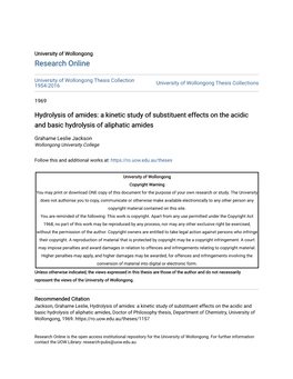 Hydrolysis of Amides: a Kinetic Study of Substituent Effects on the Acidic and Basic Hydrolysis of Aliphatic Amides