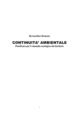 Continuità Ambientale, Pianificare Per Il Riassetto Ecologico Del Territorio