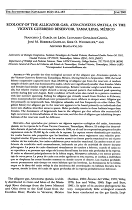 Ecology of the Alligator Gar, Atractosteusspatula, in the Vicente G1;Jerreroreservoir, Tamaulipas, Mexico