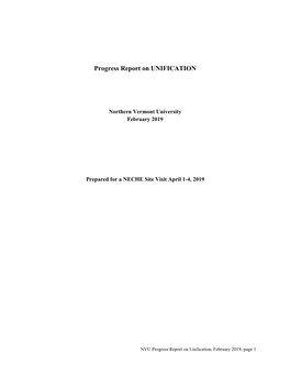 Progress Report on UNIFICATION