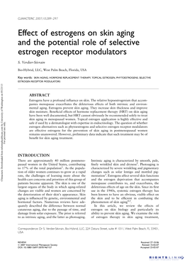 Effect of Estrogens on Skin Aging and the Potential Role of Selective Estrogen Receptor Modulators