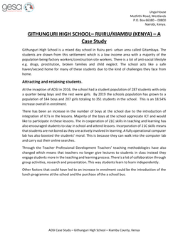 GITHUNGURI HIGH SCHOOL– RUIRU/KIAMBU (KENYA) – a Case Study