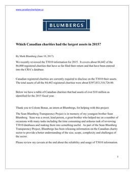 Which Canadian Charities Had the Largest Assets in 2015?