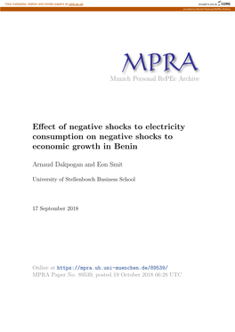 Effect of Negative Shocks to Electricity Consumption on Negative Shocks to Economic Growth in Benin