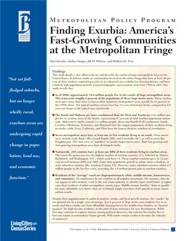 Finding Exurbia: America's Fast-Growing Communities at the Metropolitan Fringe