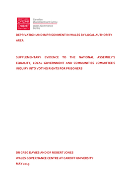 Deprivation and Imprisonment in Wales by Local Authority Area