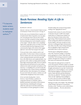 Book Review: Reading Style: a Life in Sentences, 24 Perspectives: Teaching Legal Res