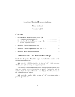 Modular Galois Represemtations