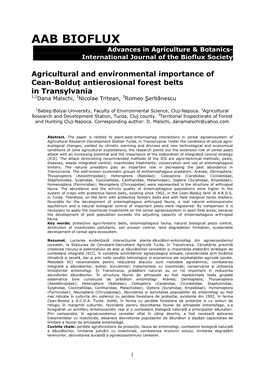 AAB BIOFLUX Advances in Agriculture & Botanics- International Journal of the Bioflux Society