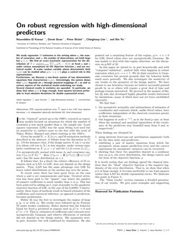 On Robust Regression with High-Dimensional Predictors