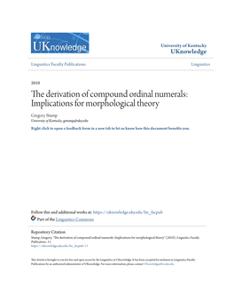 The Derivation of Compound Ordinal Numerals