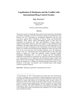 Legalization of Marijuana and the Conflict with International Drug Control Treaties