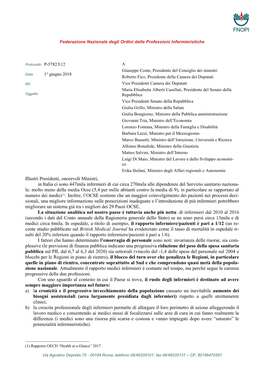 Una Lettera Inviata a Suo Tempo All'allora Ministro Della