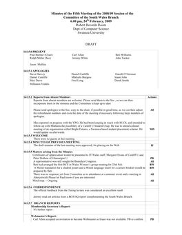 Minutes of the Fifth Meeting of the 2008/09 Session of the Committee