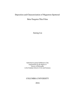 Deposition and Characterization of Magnetron Sputtered Beta