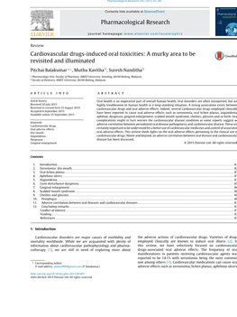 Cardiovascular Drugs-Induced Oral Toxicities: a Murky Area to Be Revisited and Illuminated
