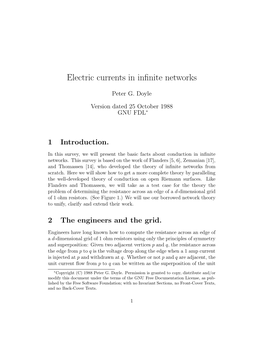 Electric Currents in Infinite Networks