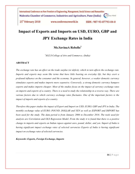 Impact of Exports and Imports on USD, EURO, GBP and JPY Exchange Rates in India