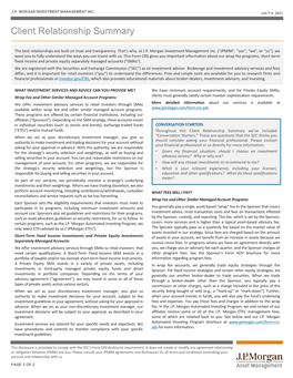 JP Morgan Investment Management Inc. | Client Relationship Summary