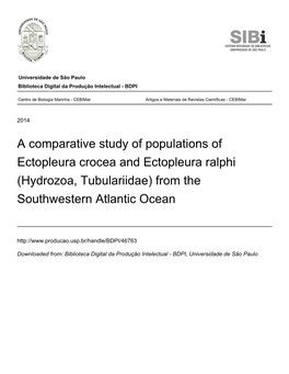 A Comparative Study of Populations of Ectopleura Crocea and Ectopleura Ralphi (Hydrozoa, Tubulariidae) from the Southwestern Atlantic Ocean