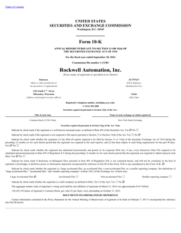 Rockwell Automation, Inc. (Exact Name of Registrant As Specified in Its Charter)