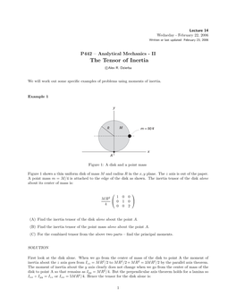 The Tensor of Inertia C Alex R