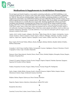 Medications & Supplements to Avoid Before Procedures