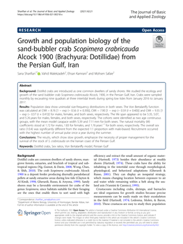 Growth and Population Biology of the Sand-Bubbler Crab Scopimera