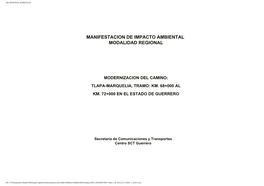 Modernización Del Camino: Tlapa - Marquelia, Tramo: Km