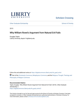 Why William Rowe's Argument from Natural Evil Fails