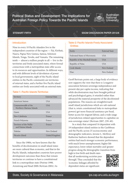 Political Status and Development: the Implications for Australian Foreign Policy Towards the Pacific Islands