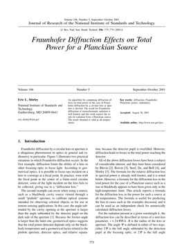 Fraunhofer Diffraction Effects on Total Power for a Planckian Source