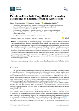 Patents on Endophytic Fungi Related to Secondary Metabolites and Biotransformation Applications