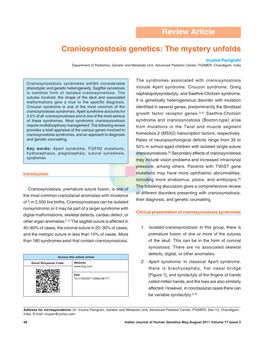 Craniosynostosis Genetics: the Mystery Unfolds