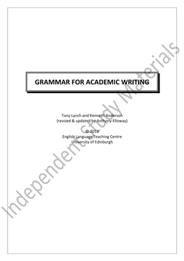 Grammar for Academic Writing