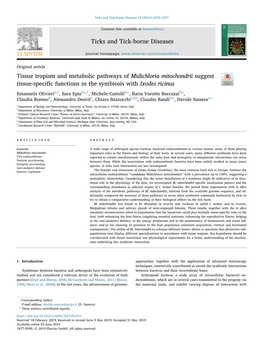 Ticks and Tick-Borne Diseases 10 (2019) 1070–1077