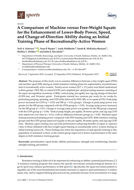 A Comparison of Machine Versus Free-Weight Squats for the Enhancement of Lower-Body Power, Speed, and Change-Of-Direction Abilit