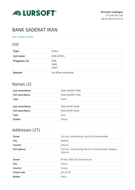 Bank Saderat Iran