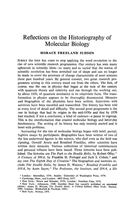 Reflections on the Historiography of Molecular Biology