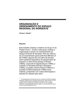 Organização E Ordenamento Do Espaço Regional Do Nordeste