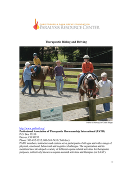 Therapeutic Riding and Driving