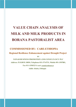 Value Chain Analysis of Milk and Milk Products in Borana Pastoralist Area