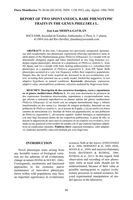 Report of Two Spontaneous, Rare Phenotypic Traits in the Genus Phillyrea L