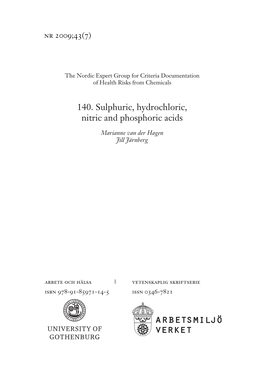 140. Sulphuric, Hydrochloric, Nitric and Phosphoric Acids