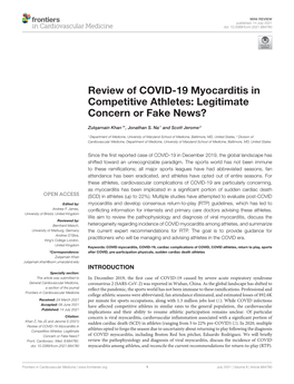 Review of COVID-19 Myocarditis in Competitive Athletes: Legitimate Concern Or Fake News?
