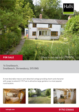 16 Snailbeach, Snailbeach, Shrewsbury, SY5 0NS 01743